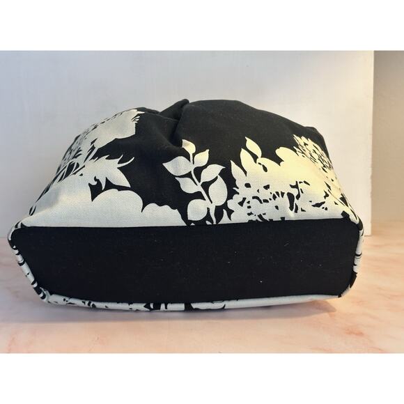 Banana Republic Bamboo Handle Black & Cream Canvas Top Handle Handbag - Picture 13 of 16